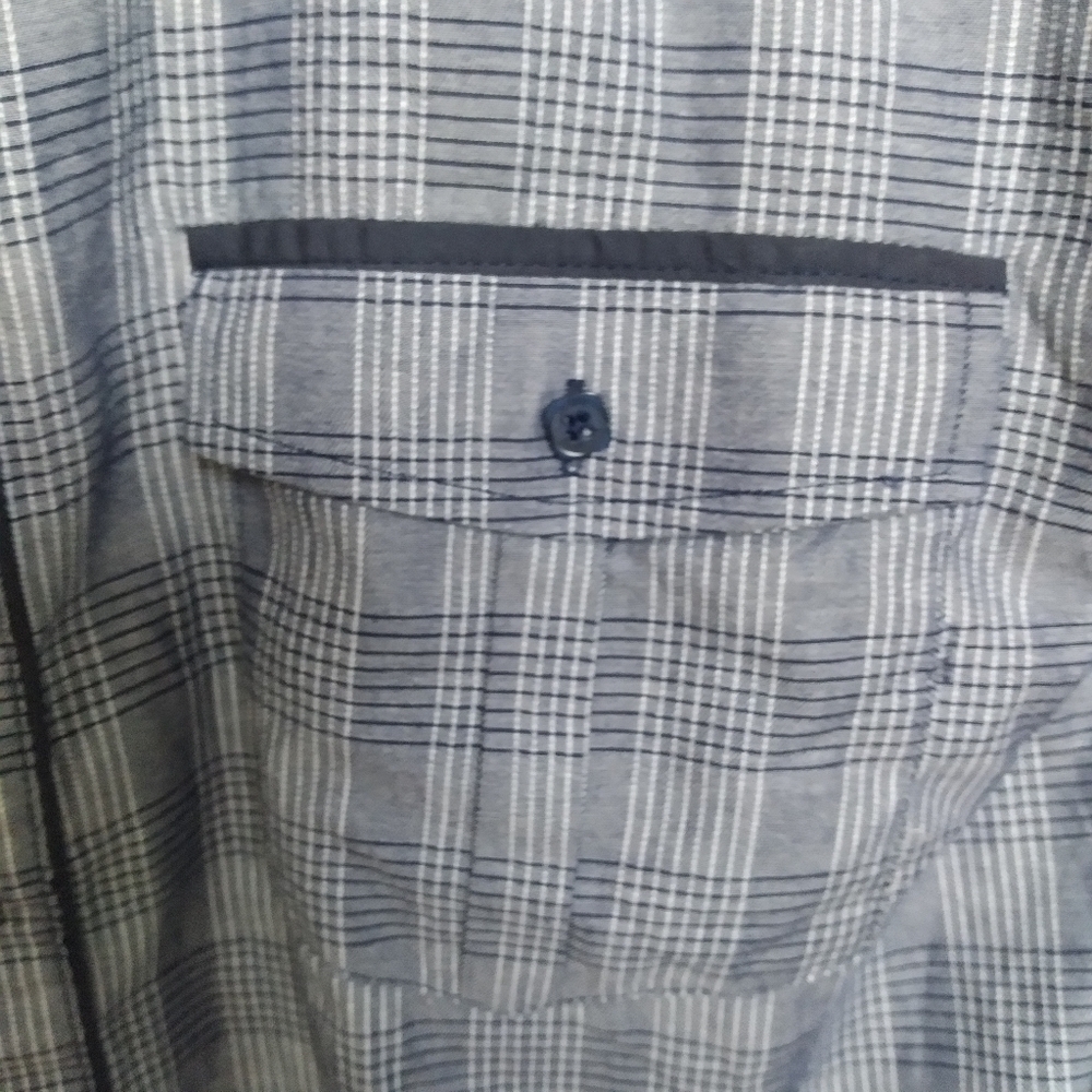 Knockout Jeans Blue Plaid Tab Sleeve Button Front Shirt Size XL - Picture 4 of 7